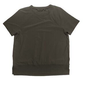 Athleta Zephyr Tee Short Sleeve Boxy Oversize Olive Arbor Gray Womens M Gym Yoga